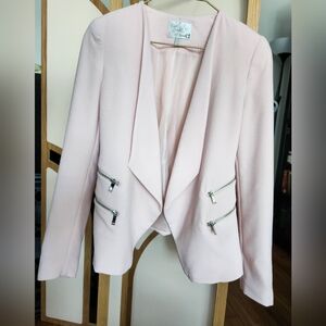 Dynamite Light Pink Open Blazer W/sholder pads & Faux zipper pockets Medium